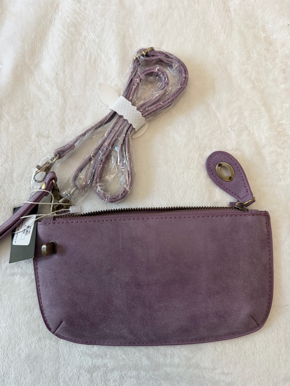 NWT Women's Purple Suede Crossbody Clutch - Unbranded